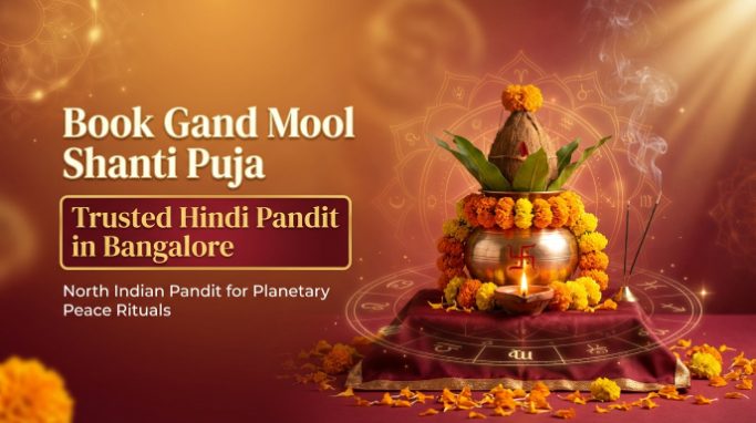 Gandmool Shanti banner for Bangalore family ceremony