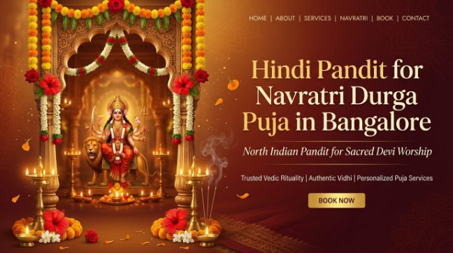 Navratri Durga Puja banner for Bangalore family celebrations